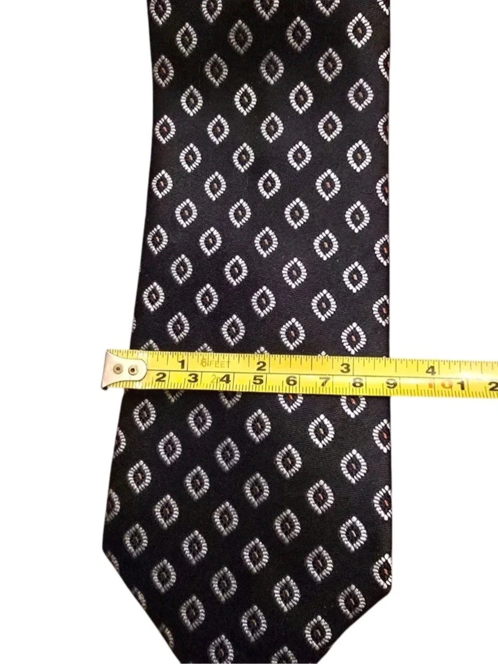 Joseph A. Bank Silk Tie Black Geometric Design Executive Collection Mens Necktie
